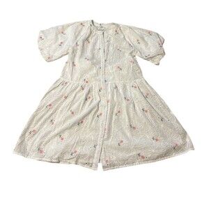 Nordstrom Stitch Drop White Eyelet Pink Floral Stitched  Women’s Dress Size L